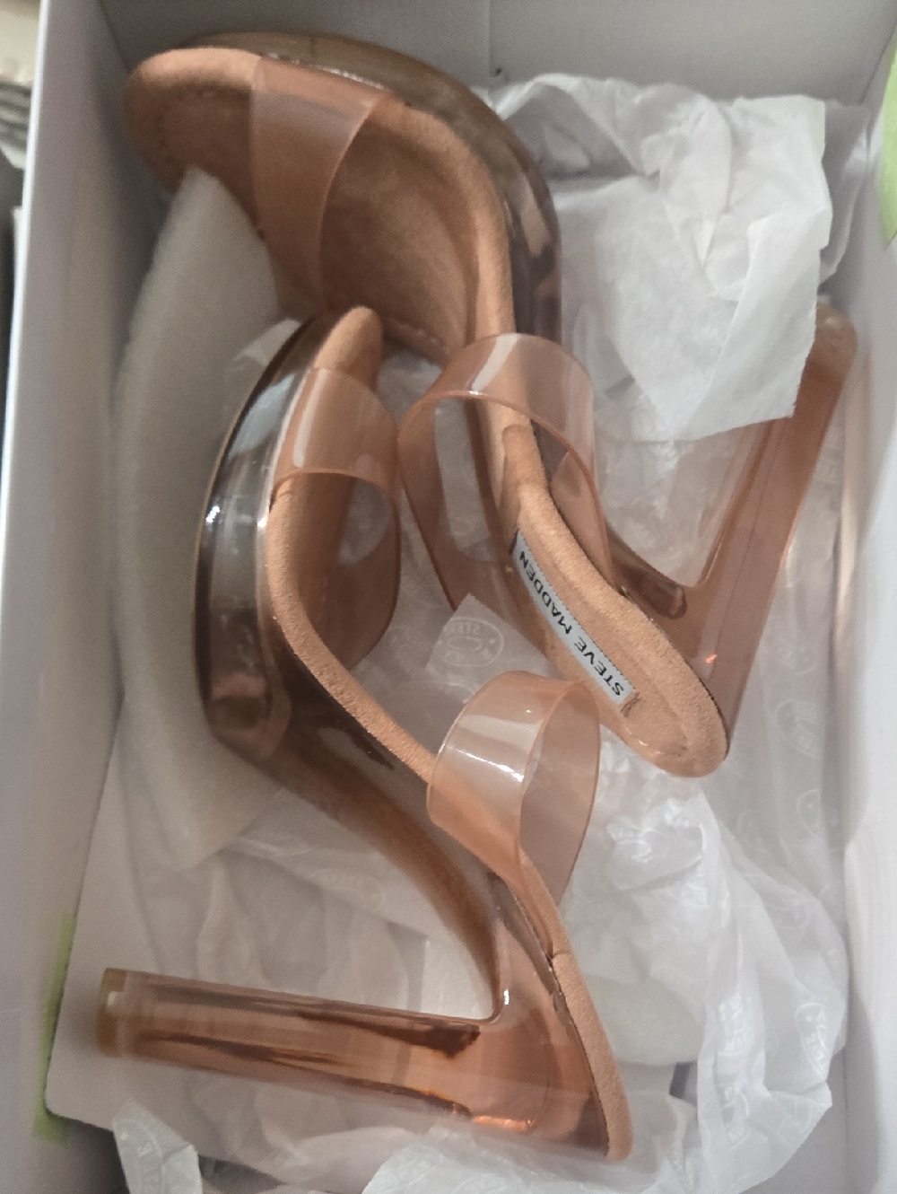 Steve Madden Blush Clear Strap High Heel Sandals